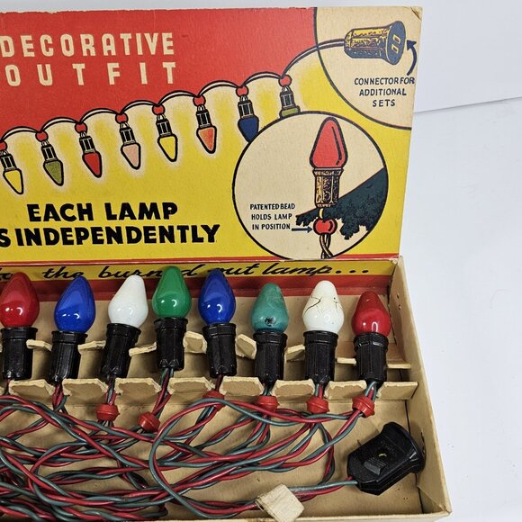 Vintage 15 Working Noma Christmas Lights Red Rings Original Festive Box - Picture 7 of 16